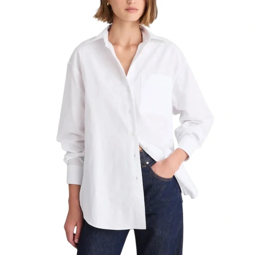 Madewell Oversized Fit Lightweight Oxford Shirt Blouse NWT L White - Picture 1 of 10